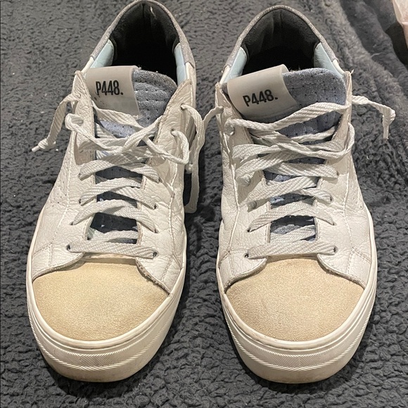 P448 Shoes - P448 Cream and Gray Casual Sneakers Platforms 42